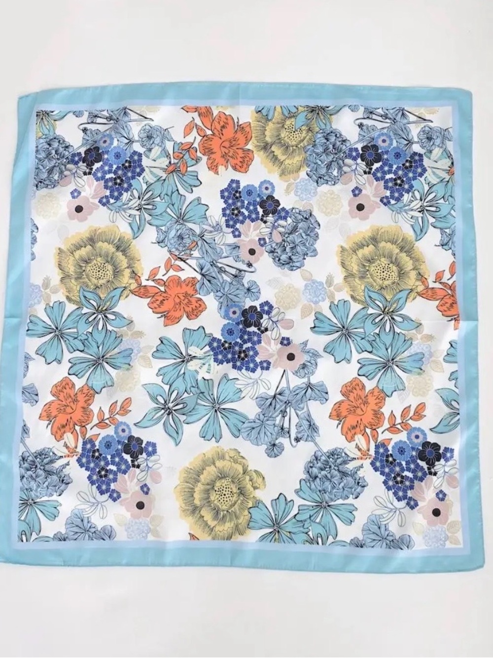 Pretty Simple Vera Floral Square Scarf Blue Multi | New